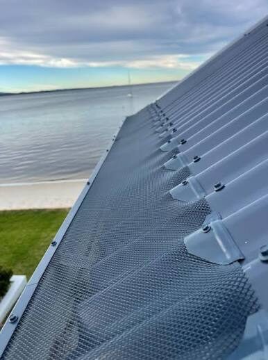 Gutter guard mesh installed on a waterfront Sydney home